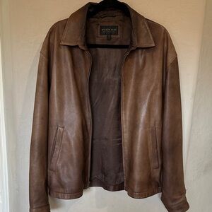 Men's Brown Leather Shirt Jacket